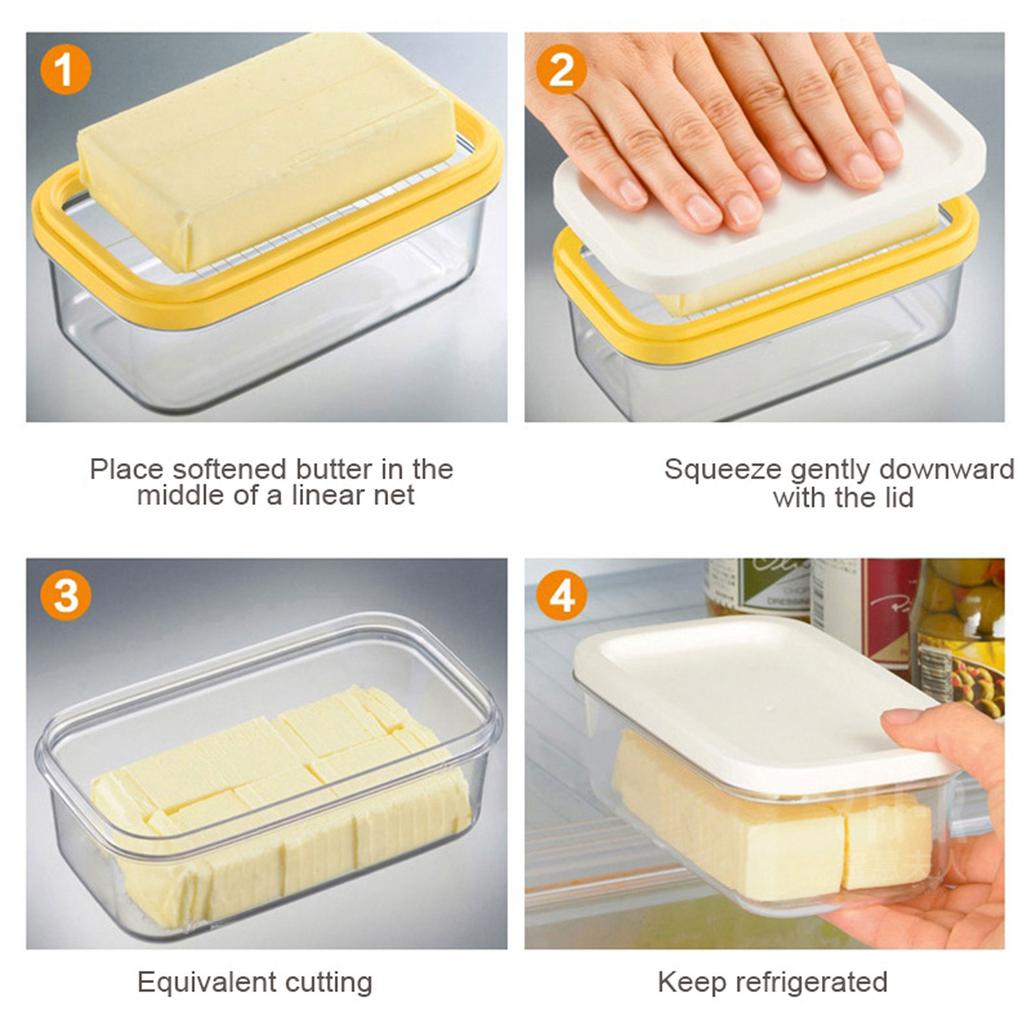 Butter Cheese Cutting Storage Box Airtight Rectangular Food Container for Kitchen Refrigerator Organization