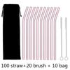100Pcs Reusable Drinking Glass Straws 20cmx8 mm For Smoothies, Tea, Juice --10Pack With 20Pcs Cleaning Brush Barware