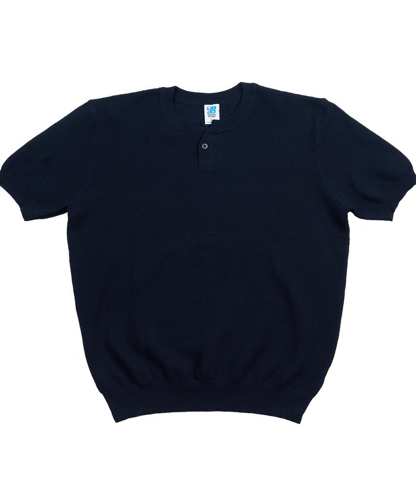 DOUBLE JD Round 1-Button Knit Short Sleeve T-Shirt