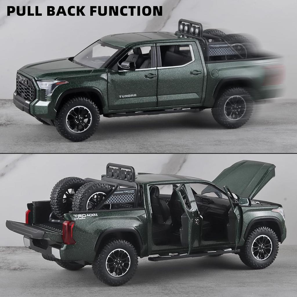 1/24 Toy Trucks for Boys Toyota Tundra Diecast Metal Model Toy Pickup Truck Pull Back Car Model with Light and Sound Toy Trucks for Boys Age 4-7