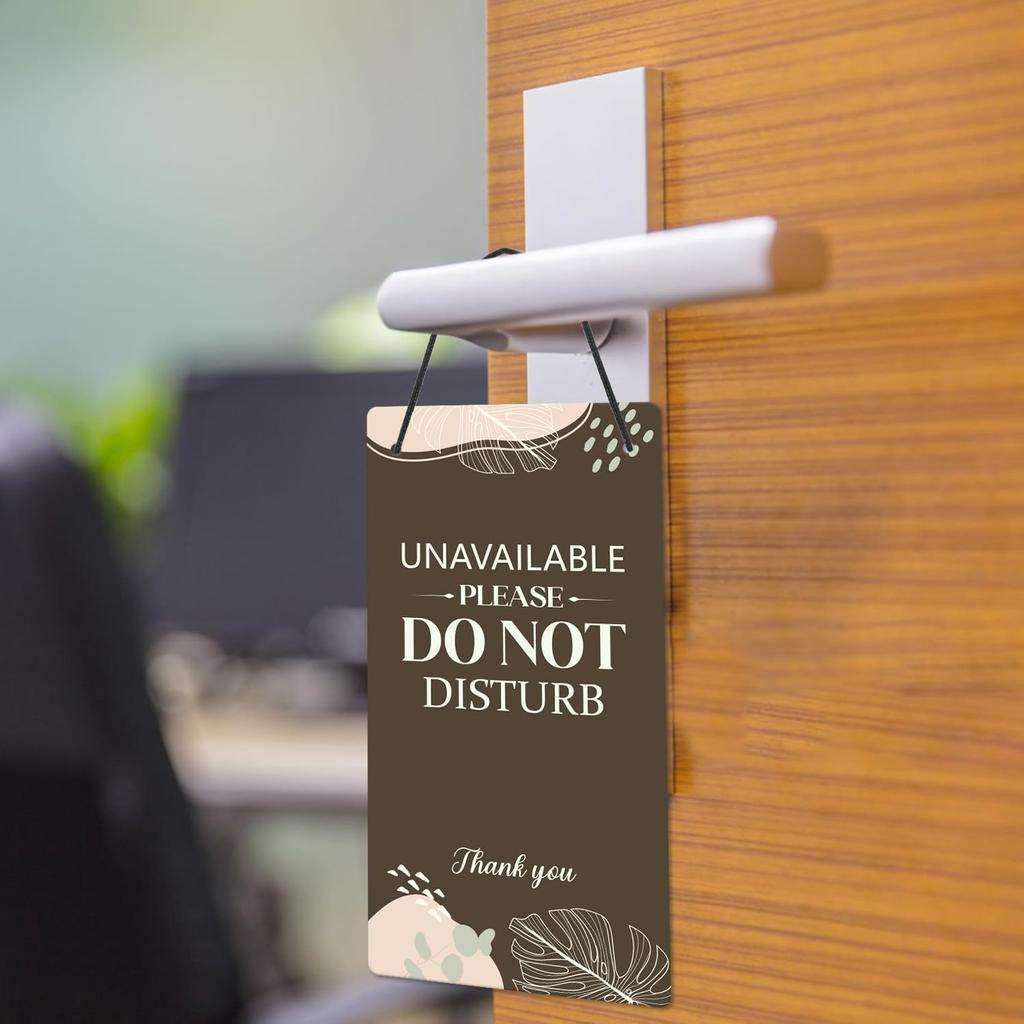 Do Not Disturb Door Hanger Sign - Brown Available Please Knock Door Signs Double Sided Reversible Hanger Plaque for Business Office Session Treatment