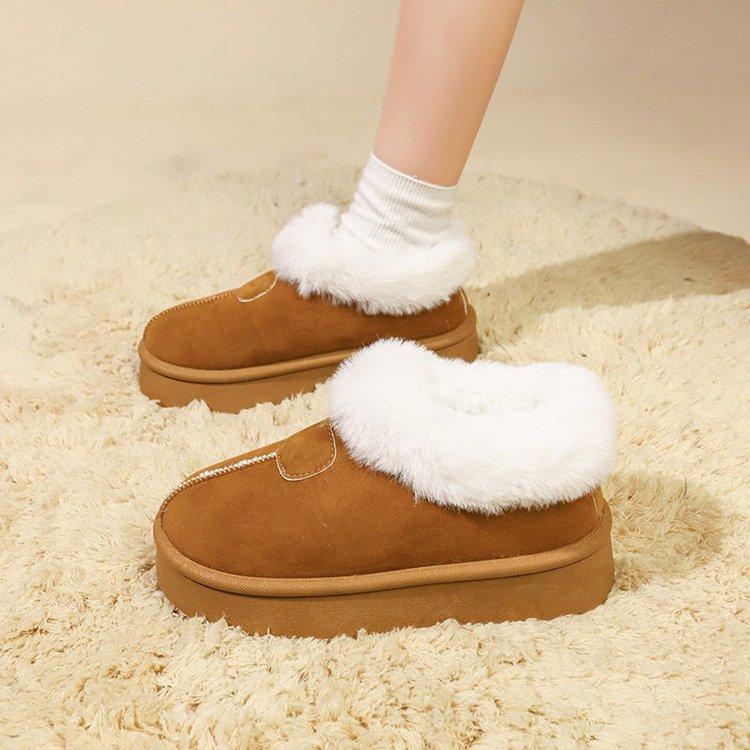 Small thick-soled snow boots women's velvet and thicker 2025 new winter one-pedal fluffy shoes Northeast cotton shoes
