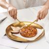 Korean Stainless Steel Gold Plate Thickened Fruit Plate Cake Salad Plate Flat Vegetable Plate Platter Restaurant Food Tray