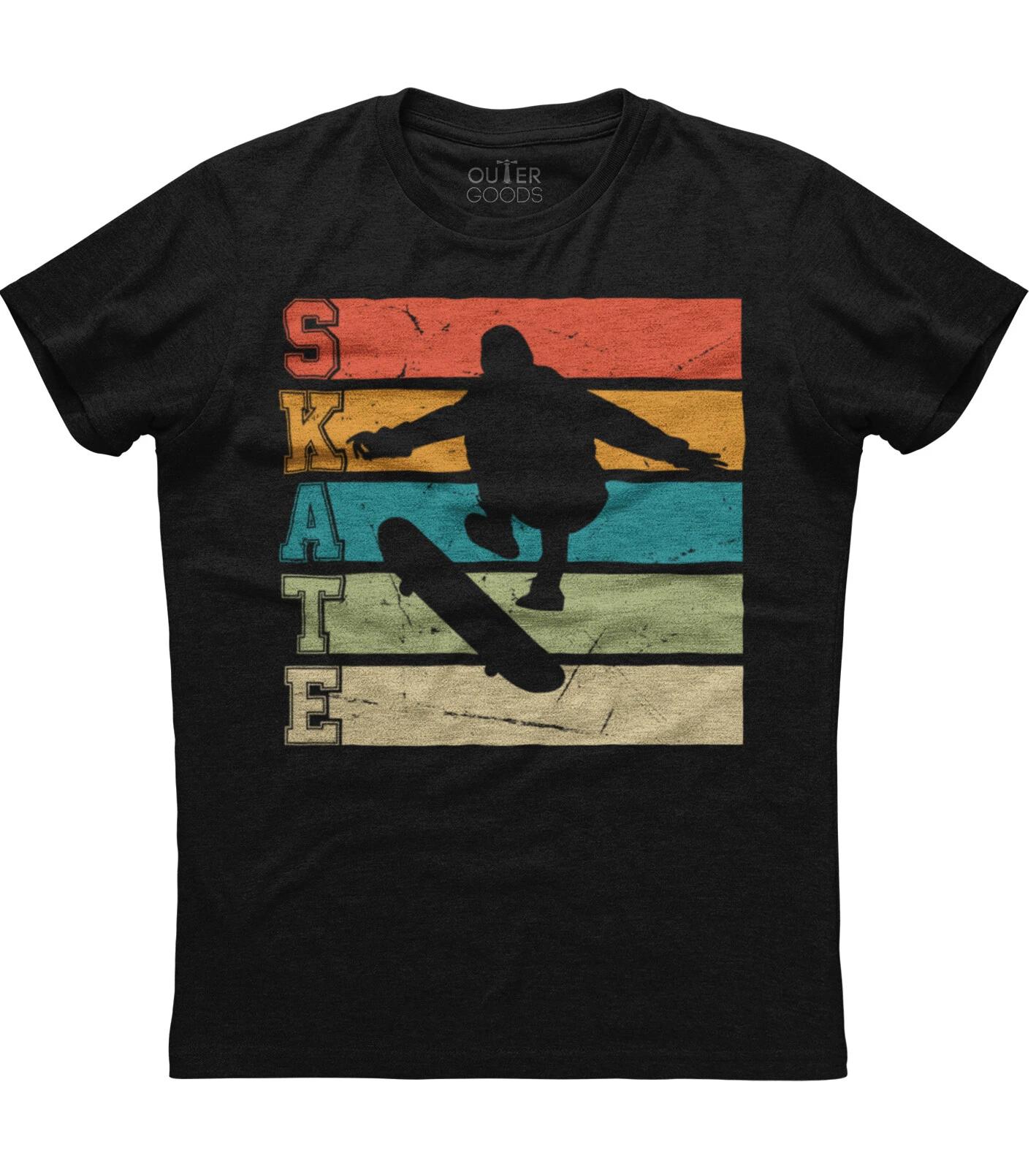 Skate Skateboarder Gift Retro Mens Short Sleeve New Cotton Black T-shirt S