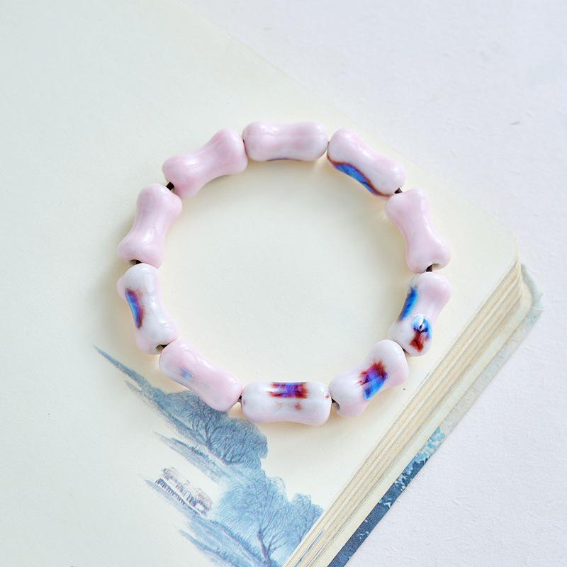 Ethnic Bone Ceramic Beaded Bracelet - Unisex Chinese Style for Couples, Students & Friends