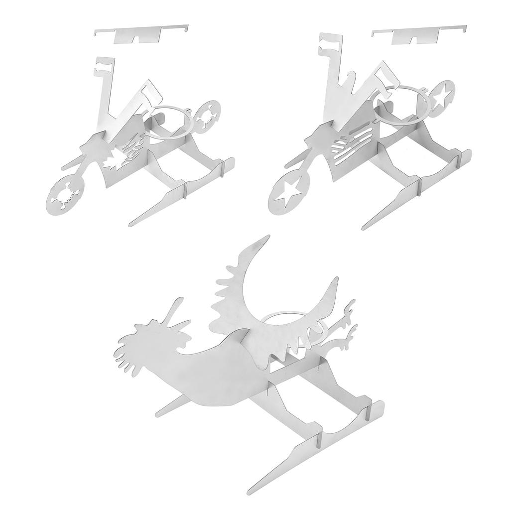 Stainless Steel Chicken Stand Removable Portable MotorcycleShape BBQ Roaster Stand for Party