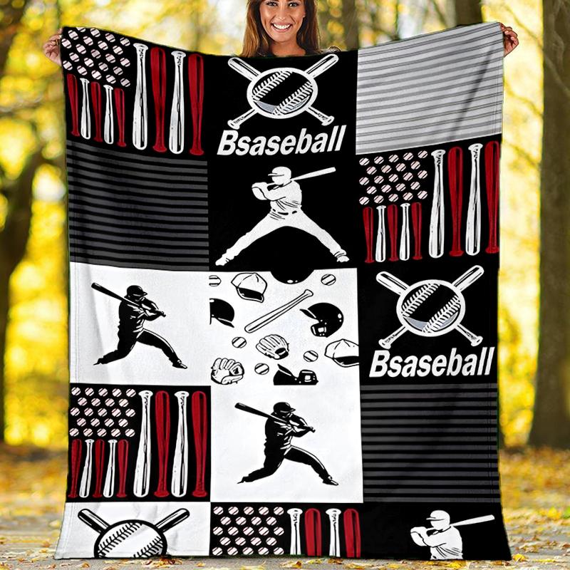 Baseball Theme Printed Blanket - Perfect for Couch, Bed, Travel & Outdoor Use | Machine Washable, Cozy & Durable.