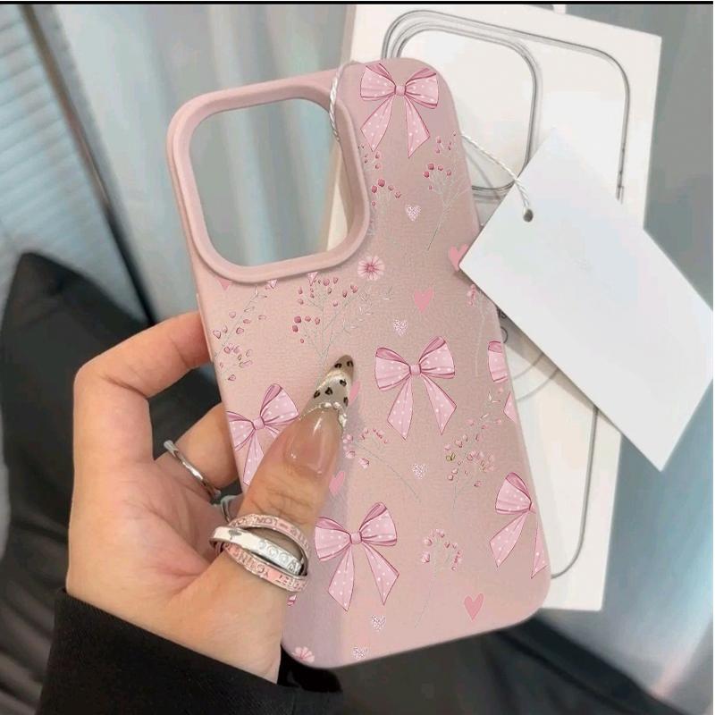 Pink Floral Bowknot Case For Samsung Galaxy A07 A36 5G A26 A06 A16 A15 A25 A55 A35 A54 A14 A34 A24 A32 A52 A72 A53 A33 A05 A05S