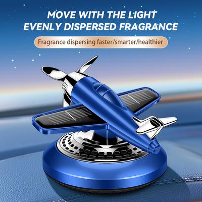 Solar Energy Powered Rotating Propeller Fighter Car Air Freshener Scent Perfume Airplane Fragrance Diffuser Dashboard Aroma Men