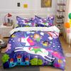Unicorn Fairy Castle Pattern Bedding Duvet Cover Set Duvet Cover Pillowcases  (1*Duvet Cover 2*Pillowcases, Without Duvet Insert)