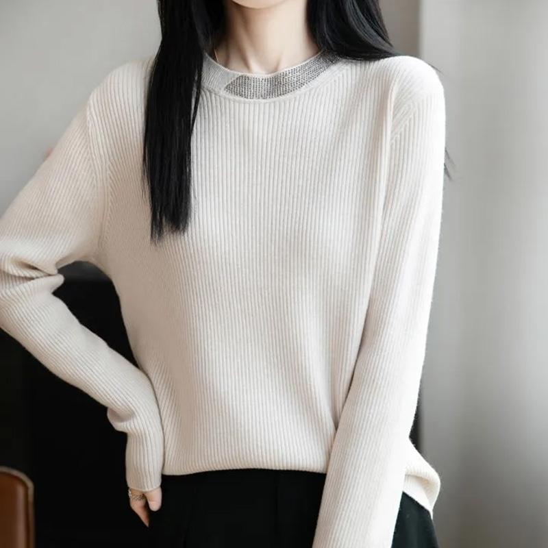 Sweater for Women Autumn Winter Thickened Pullover Warm Stretchy Long Sleeve Kinnted Round-veck Jumper Tops