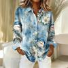 Women's Shirt With Floral Print Buttons, Long Sleeved Casual Regular Shirt Blouses Casual Plus Size Basic Tops