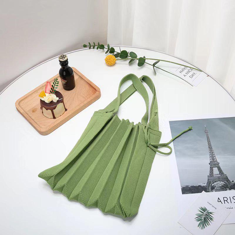 New Korean Style Pleated Knitted Shoulder Handbag for Women