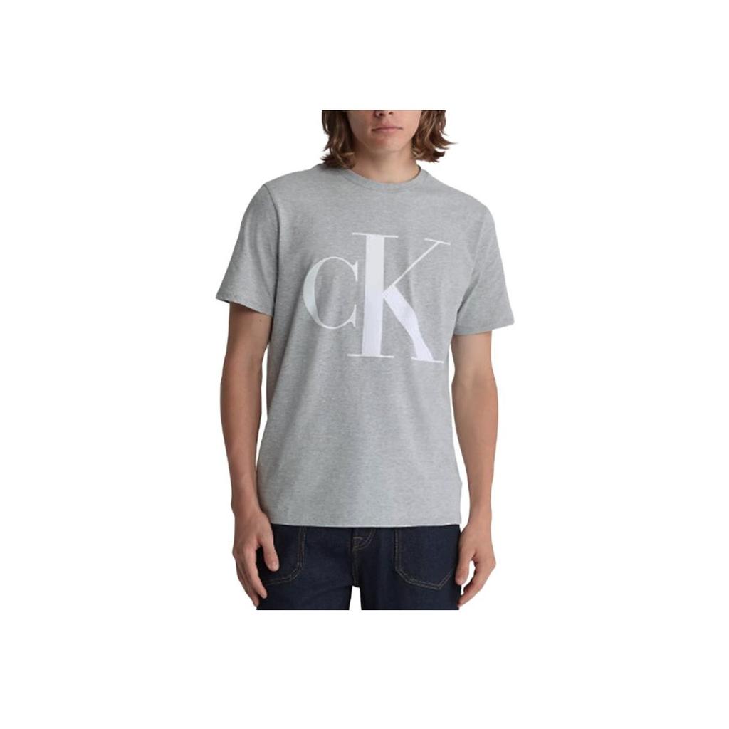 Calvin Klein Minimalist Comfortable Versatile Printed Crew Neck Short Sleeve T-Shirt Men Tops Light-Gray 40HP825-030