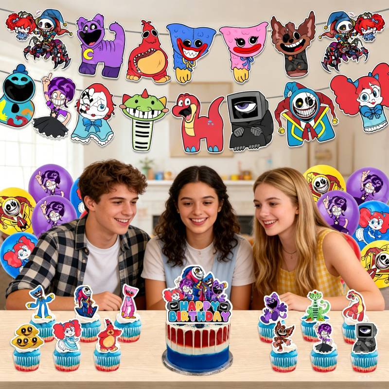 Set Decorazioni Festa di Compleanno Poppy Playtime Con Palloncini Per Celebrazioni