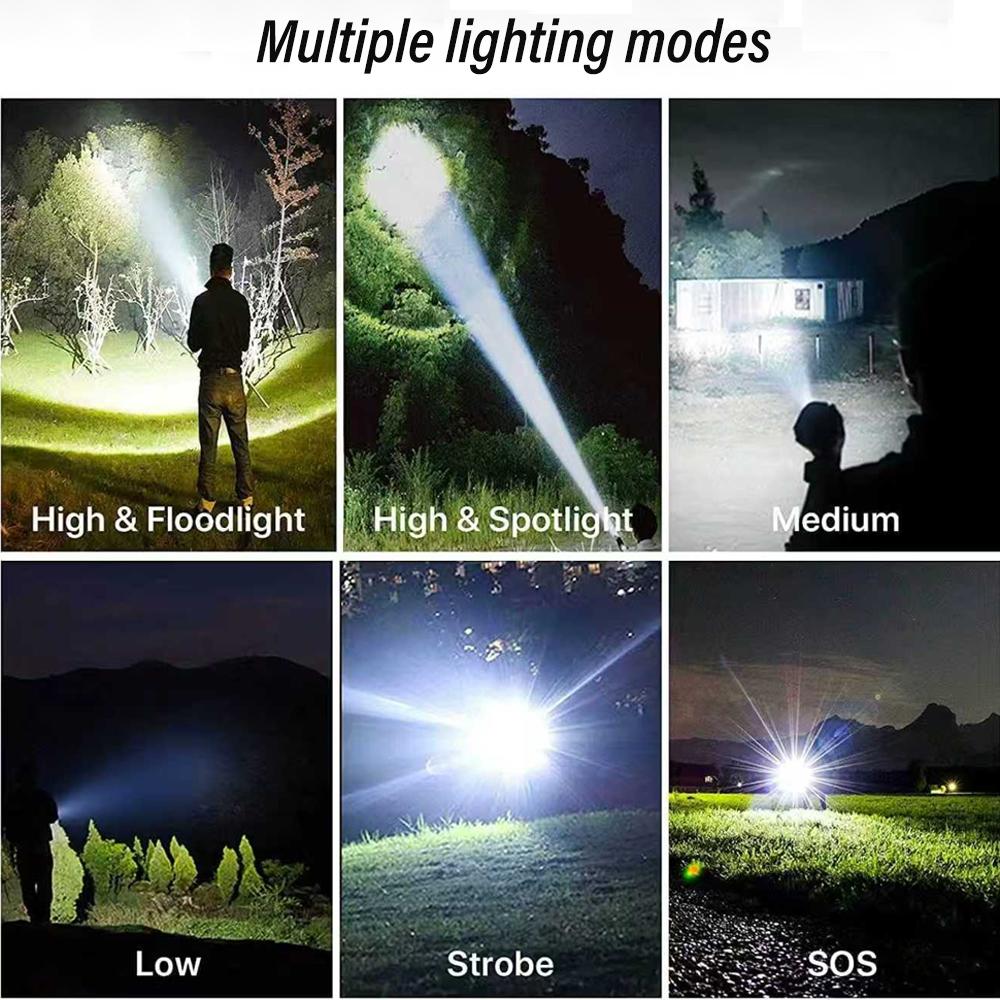 High-Brightness Handheld Flashlight, Rechargeable, Retractable Zoom, Wide Beam, Emergency Handheld Flashlight