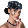 Retro British Hat for Women 3D Floral Rhinestone Decorated Beret Cap Cosplay Costume Accessories