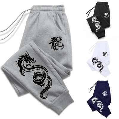 New Arrival Men's Sweatpants High Quality All Season Daily Casual Sports Jogger Pants Gym Male Chinese Dragon Printed Trousers
