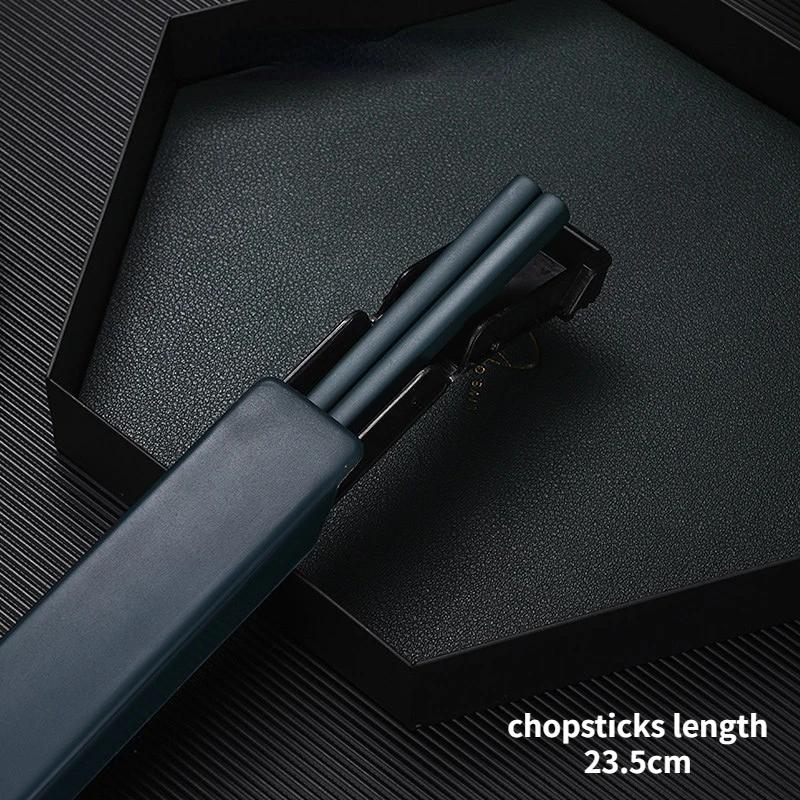 304 Nerezová ocel Hůlky Obědové Nádobí Cestovní Přenosné Hůlky s Úložným Boxem Držák Nádobí Kuchyňské Doplňky