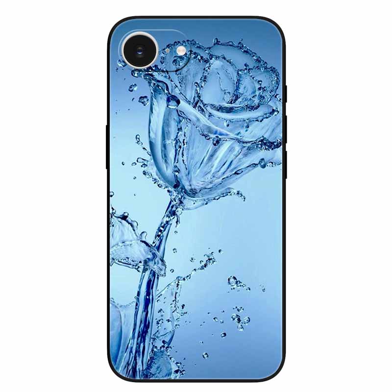 Schwarze Handyhülle Cover für Apple iPhone 16e Hüllen Gedruckte TPU Weiche Stoßfängerhülle für iPhone16e 16e 2025 Schutz Silikonhüllen