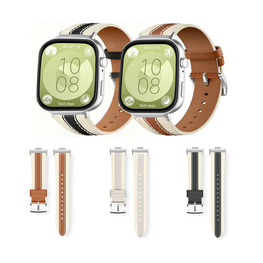 Color Matching Genuine Leather Strap for Huawei Watch Fit 4 Pro/4/3 Quick Release Watch Band