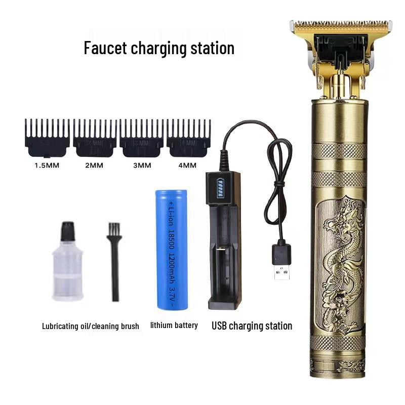 Professional Electric Hair Clipper for Barbers & Home: Precision Carving, Slicked Back Styles, Bald Head Trim.