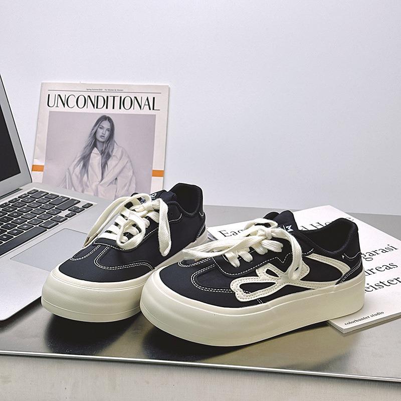 6 Retro Platform Women's New Casual Sports Board Shoes Versatile Small Black Shoes Little White Shoes