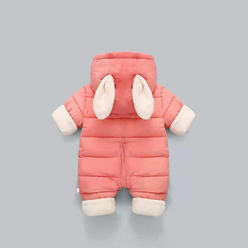 Baby Winter Romper Thick Padded Snowsuit Cartoon Hooded Jumpsuit Newborn Boys Girls