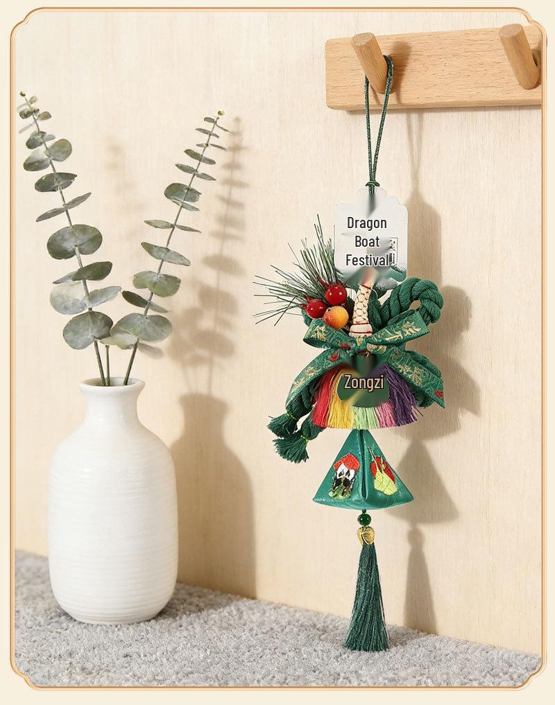 Dragon Boat Festival 2026 Hand-Woven Wanzi Knot Zongzi Pendant with Bell - New Home Decoration Ornament