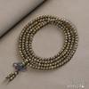 Green Sandalwood 4mm Multi-Turn Buddhist Beads Bracelet for Men & Women, Purple Light Rosary Jewelry