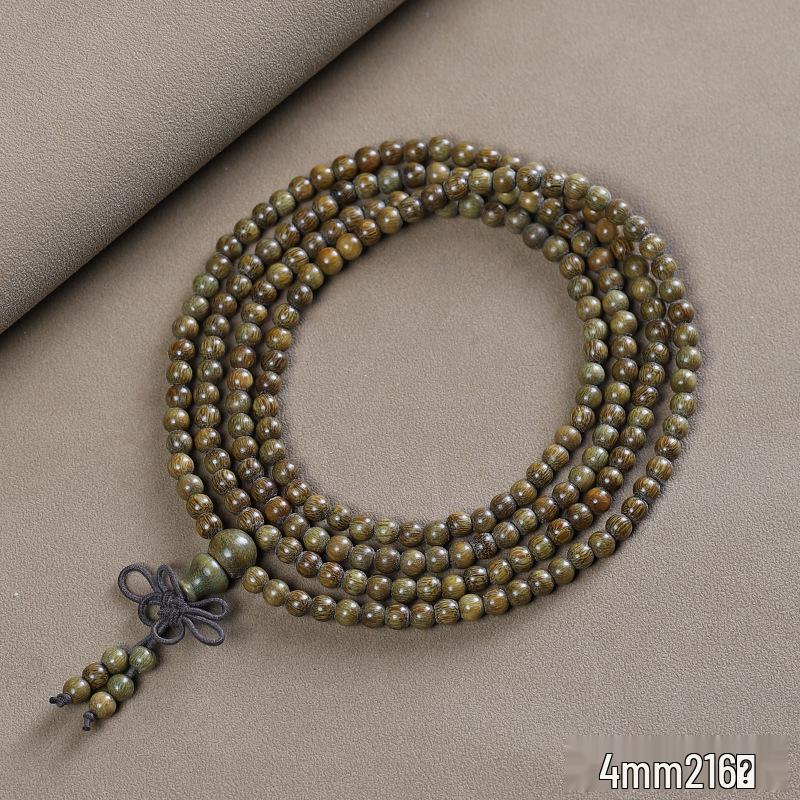 Green Sandalwood 4mm Multi-Turn Buddhist Beads Bracelet for Men & Women, Purple Light Rosary Jewelry