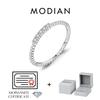 MODIAN Sparkling Moissanite Eternity Band Ring 925 Silver Stackable Popular Finger Rings For Women Party Jewelry