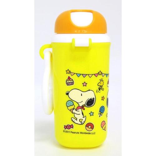 OSK Peanuts Snoopy Snack Case with Hook, Yellow, Made in Japan, Dishwasher Safe, Suitable for Children and Babies, Rice Crackers, Baby Boro, Stylish a