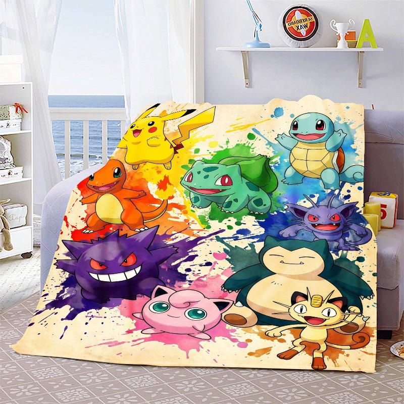 Pokemon Soft Flannel Blanket Plush Warm Lightweight Throw for Sofa Bed Couch Cozy Winter Travel Decor Gift -QJY