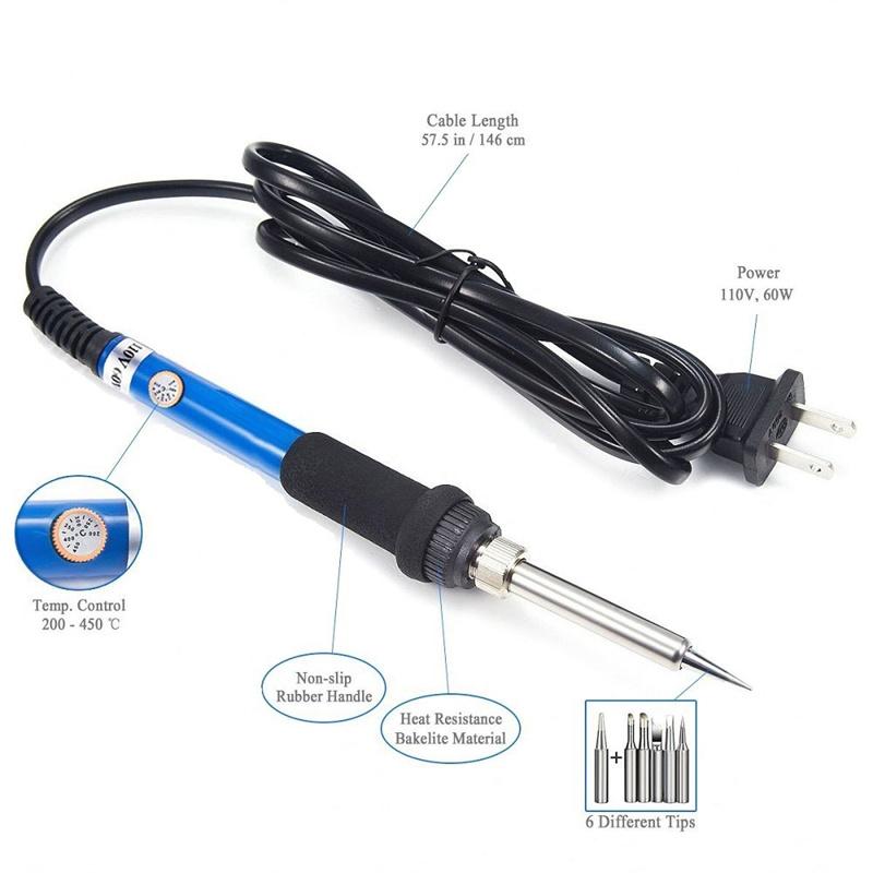 Adjustable Temperature Electric Soldering Iron 220V 60W Multifunctional Welding Solder Rework Station Heat Repair Tools