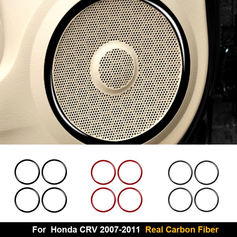 For Honda CRV 2007-2011 Arrival Door Speaker Ring Trim Cover Vent Outlet Fram Carbon Fiber Sticker Interior  Decoration