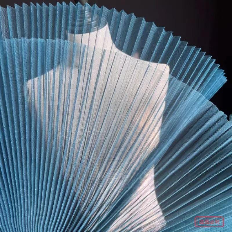 Graduated Designer Handmade Textured Stiff Net Yarn Pleated Fabric
