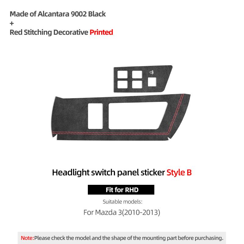 Betterhumz For Mazda 3 Axela 2010-2013 Made of Alcantara Auto Headlight Lamp Switch Panel Trim Sticker Car Interior Accessories