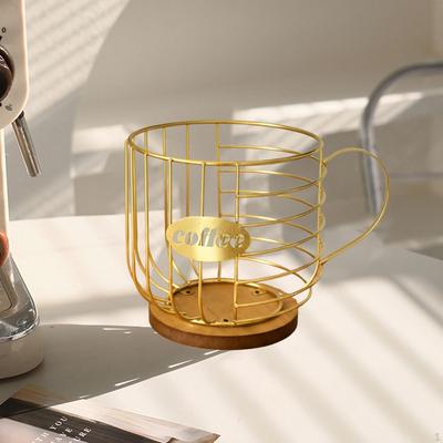 Coffee Pod Holder Basket with Base Metal Snack Storage Cup Organizer Capsule for