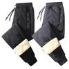 Herren Dicke Winddichte Plüsch Schneehose: Herbst/Winter Hose mit geradem Bein aus Baumwolle und Lammleder.