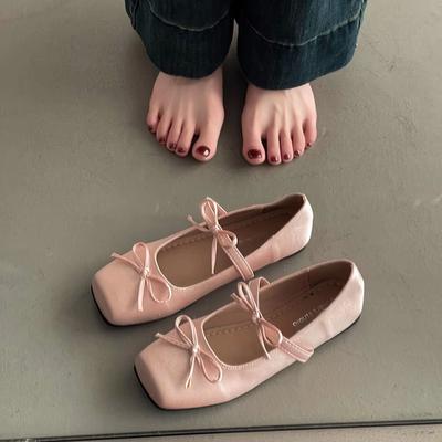 Spring and Summer Fashion Versatile Mary Jane Shoes Comfortable Ladyshoes Square Head Inner Height Increase Flat Sole Shoes