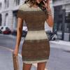 Fashion Womens Loose Abstract Pattern Print O Neck Short Sleeve Loose Streetwear A-line Dress
