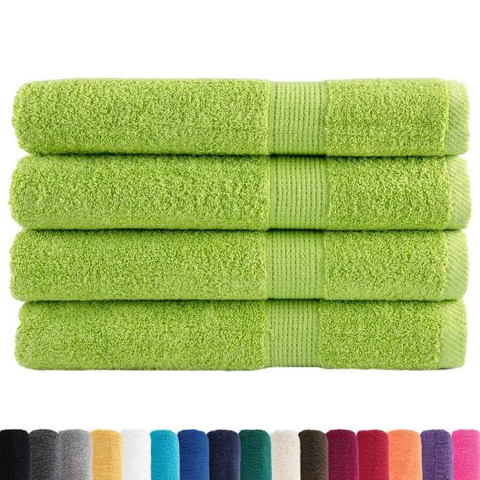 VidaXL Serviettes de Qualité Supérieure 4 pcs, Serviettes de Douche, Draps de Bain, Serviettes d'Invité de Toilette, Vert 137510