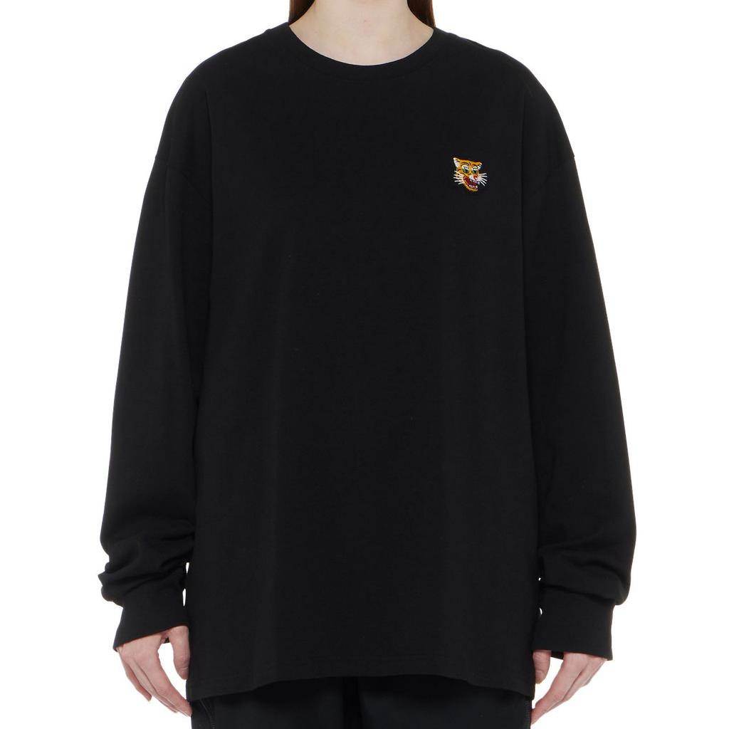 Onitsuka Tiger Embroidered Round Neck Long Sleeve T-Shirt Unisex Tops Black 2183B431-001