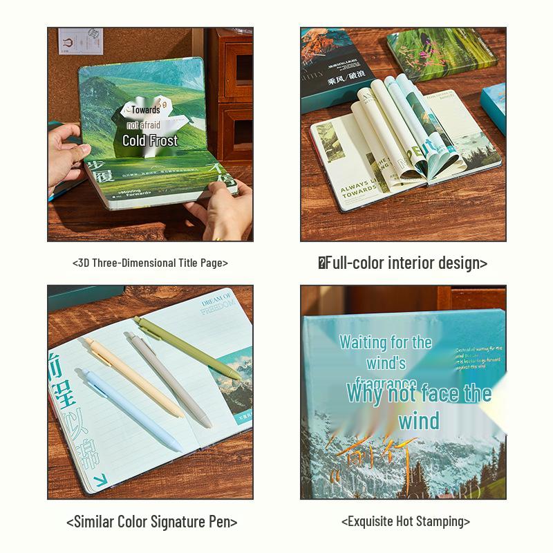 New Year Gift Box: Notebook Set for Students - Diary & Simple Planner with Hot Stamping