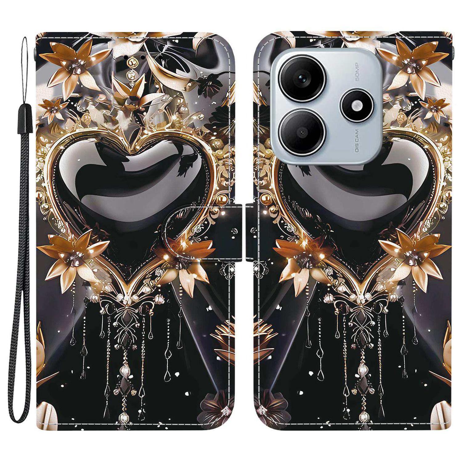

For Xiaomi Redmi Note 14 5G Wallet Case Pattern Printing Leather Stand Phone Cover with Strap