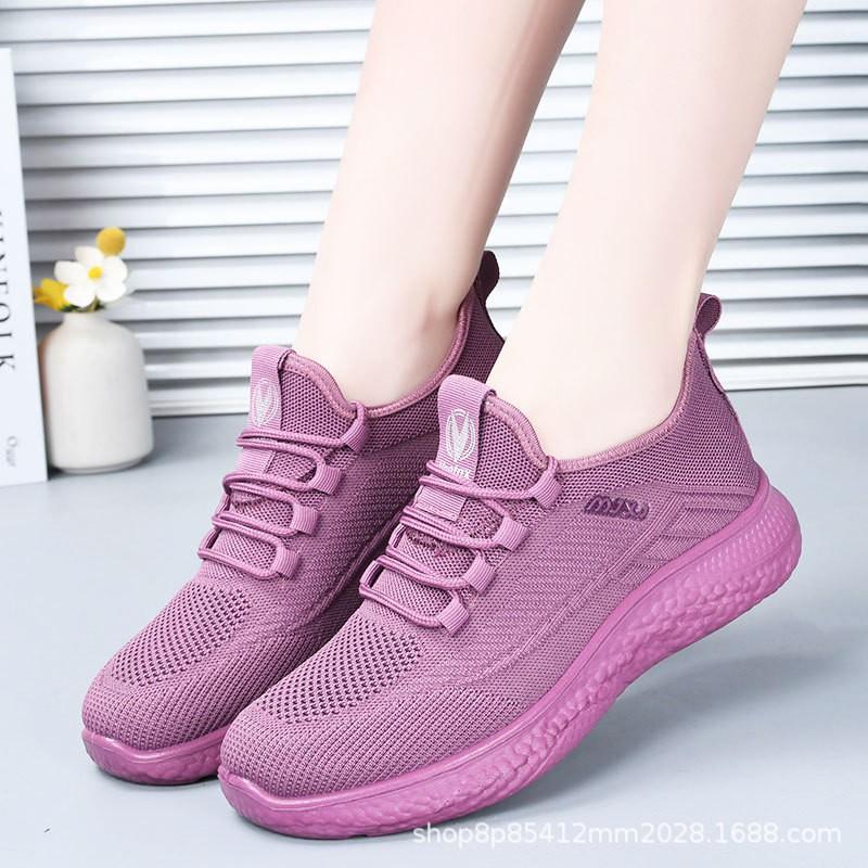 Womens Comfortable Slip-Resistant Flat Walking Shoes Casual Daily Wear Lightweight Breathable Mesh Sneakers