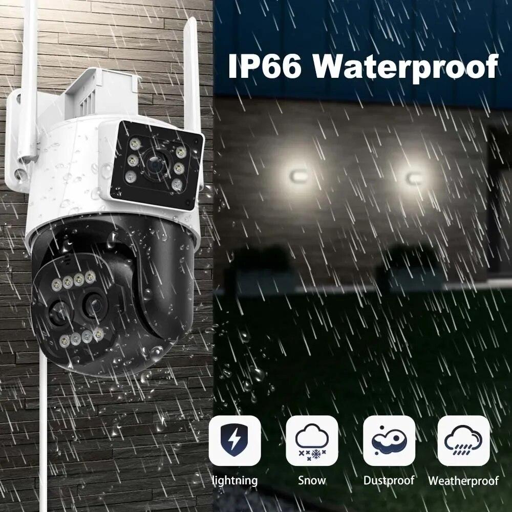 Nová EU 9MP 4K HD WiFi IP kamera Venkovní 8X zoom Tři objektivy Duální PTZ kamera Automatické sledování 8MP Zabezpečení Video Surveillance CCTV ICSEE