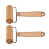 2pcs Easy To Clean Wood Dough Roller Ergonomic Handle Mini Pastry Roller  For Pizza Cake Bread