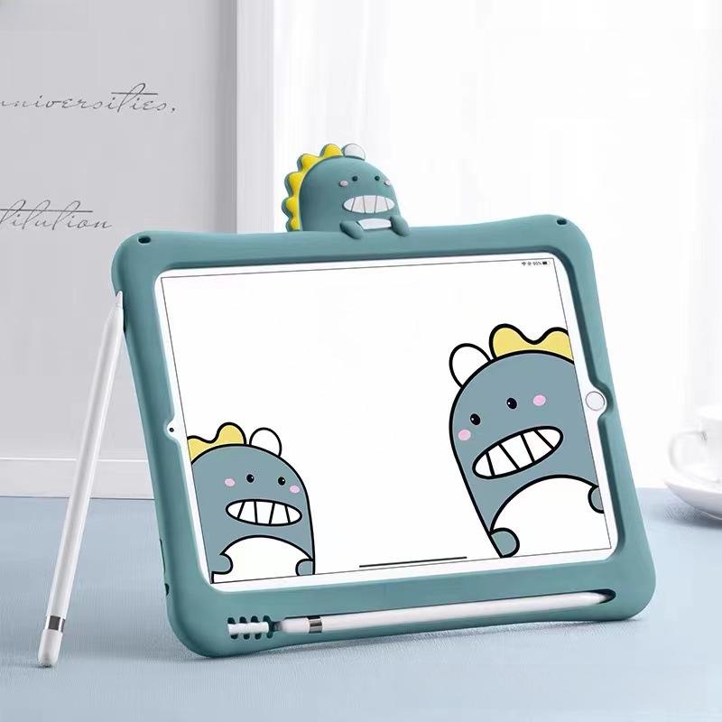 iPad 9/Air 4 Silicone Protective Case with Pen Slot - Cartoon Design for 10.9-inch, 10th Gen, and Mini 5/6 Tablets